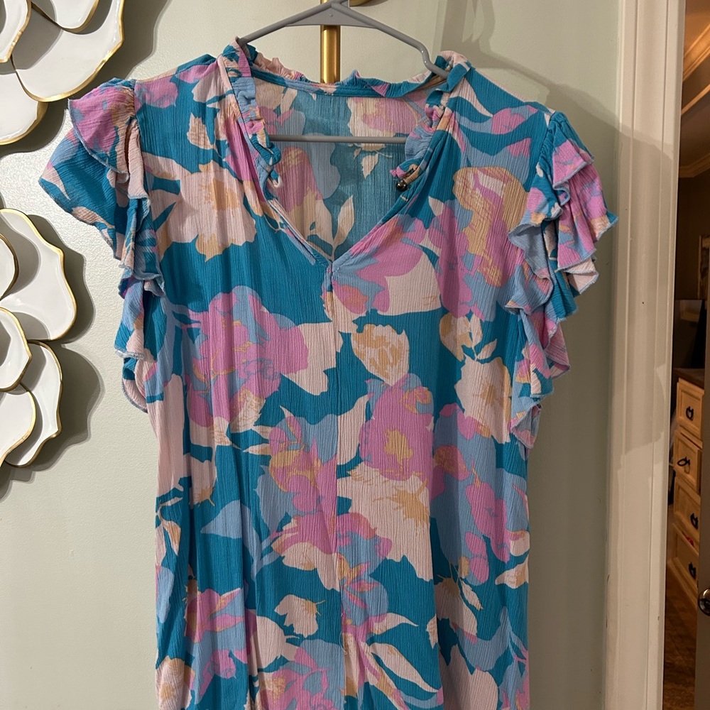Floral Ruffle Sleeve Top